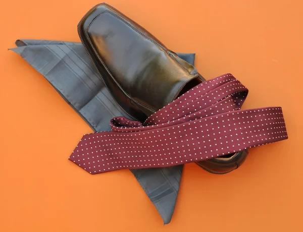 Dressed for Success: Tie, Shoe and Handkerchief — Stock Photo, Image