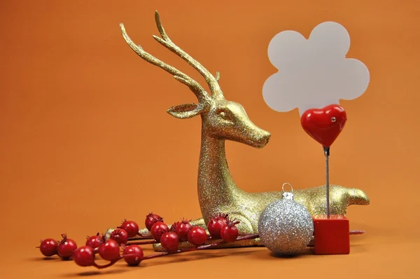 Glitter Gold Reindeer Christmas Ornament Decoration — Stock Photo, Image