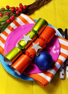şık çok renkli parlak Noel tablo ayarı
