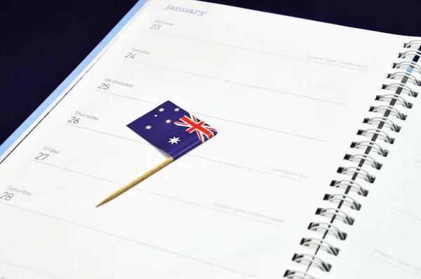 Australië dag in dagboek agenda met vlag — Stockfoto