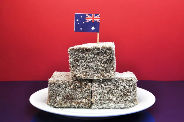 Australien dag parti mat lamingtons澳大利亚一天方食品 lamingtons — 图库照片