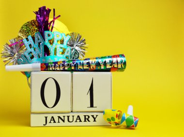 Happy New Year Calendar with Decorations clipart