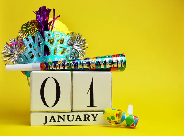 Happy New Year Calendar with Decorations — Stock Photo, Image