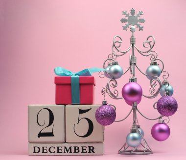 pastel pembe ve Mavi Tema Noel için dekoratif takvim