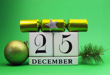 Dekoratif takvim için Noel günü yeşil Tema