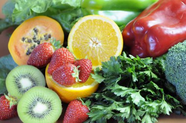Sources of Vitamin C for healthy diet and fitness - close-up.