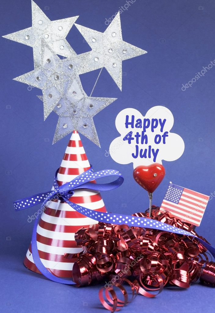 Happy Fourth 4th Of July Party Table Decorations Stock Photo
