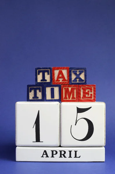 April 15 calendar date with Tax Time message for USA Tax Day