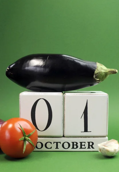 Salve o calendário de data para 1 de outubro, Dia Mundial do Vegetariano — Fotografia de Stock