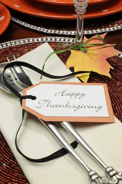 Hermoso otoño Theme cena de Acción de Gracias ajuste de mesa — Foto de Stock