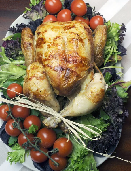 Christmas or Thanksgiving roast chicken turkey dinner meal — Stock Photo, Image