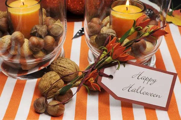Happy Halloween table setting centerpiece — Stock Photo, Image