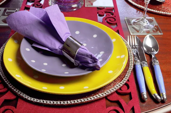 Definição de lugar de mesa de festa — Fotografia de Stock