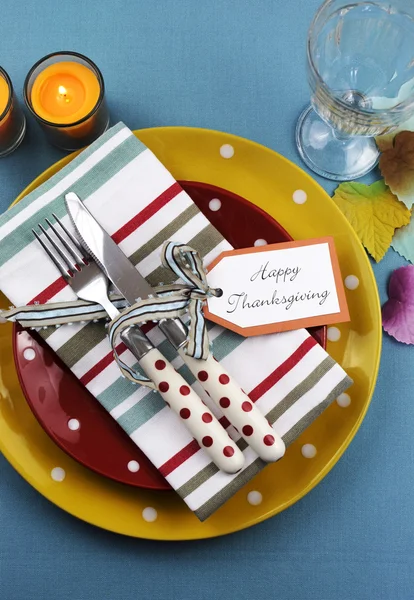 Acción de Gracias mesa de comedor individual lugar de ajuste — Foto de Stock