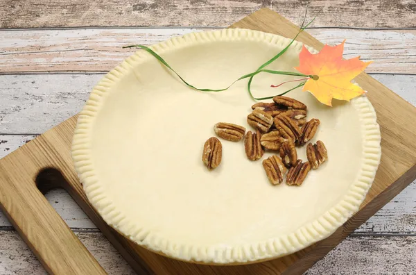 Festive Holiday Baking with empty pie pastry for Thanksgiving or Christmas pies. — Stock Photo, Image