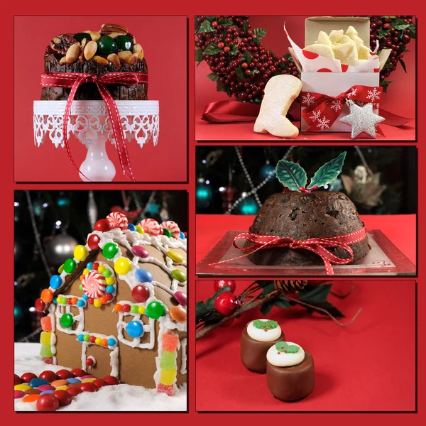 Kerst eten collage — Stockfoto