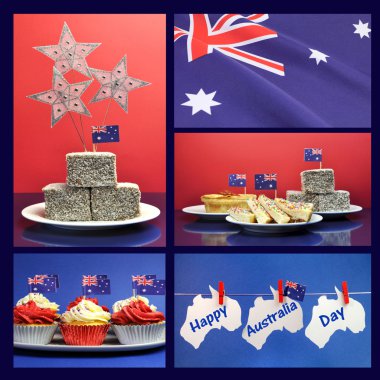 Happy Avustralya günü, 26 Ocak kolaj beş resim