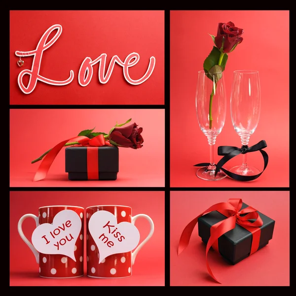 Valentines Day or love theme collage of five images — Stock Photo, Image