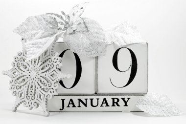 tarihi vintage shabby chic takvimi kaydetmek için 9 Ocak