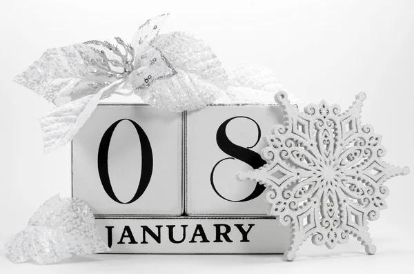 Save the date vintage shabby chic calendar for January 8 — Stock Photo, Image