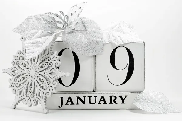 Save the date vintage shabby chic calendar for January 9 — Stock Photo, Image