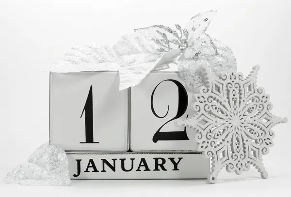 1 月 12 日の日付のビンテージみすぼらしいシックなカレンダーを保存します。 — ストック写真