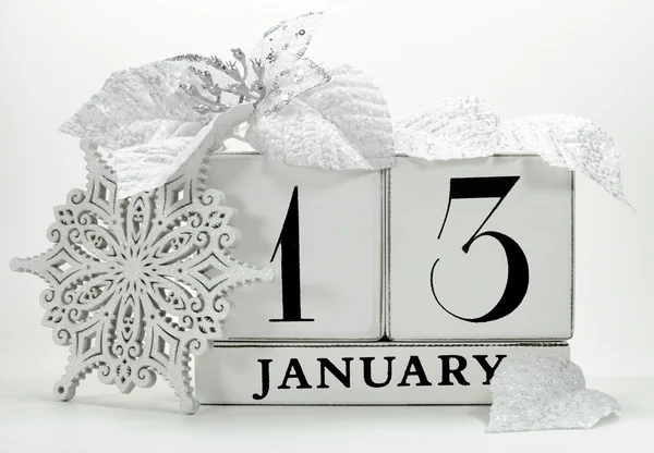 Save the date vintage shabby chic calendar for January 13 — Stock Photo, Image