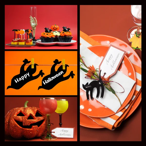 Happy halloween mat och dryck collage — Stockfoto