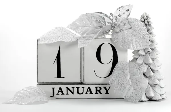 Gem datoen shabby chic vintage hvid blok kalender for individuelle dage i januar - Stock-foto