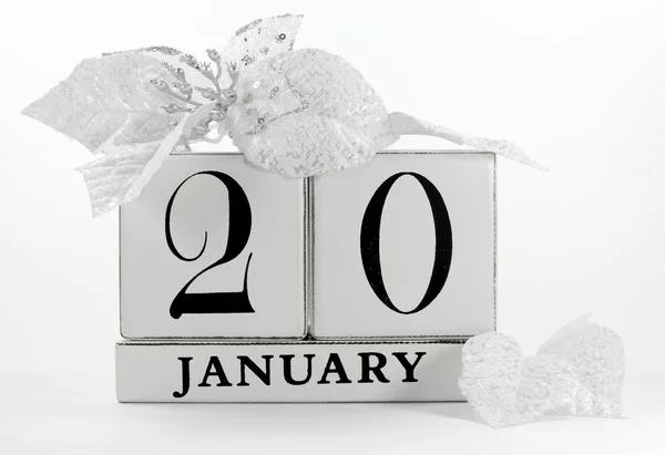 Salva la data shabby chic vintage white block calendario per i singoli giorni di gennaio — Foto Stock