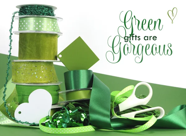 Bright colorful green theme gift wrapping — Stock Photo, Image