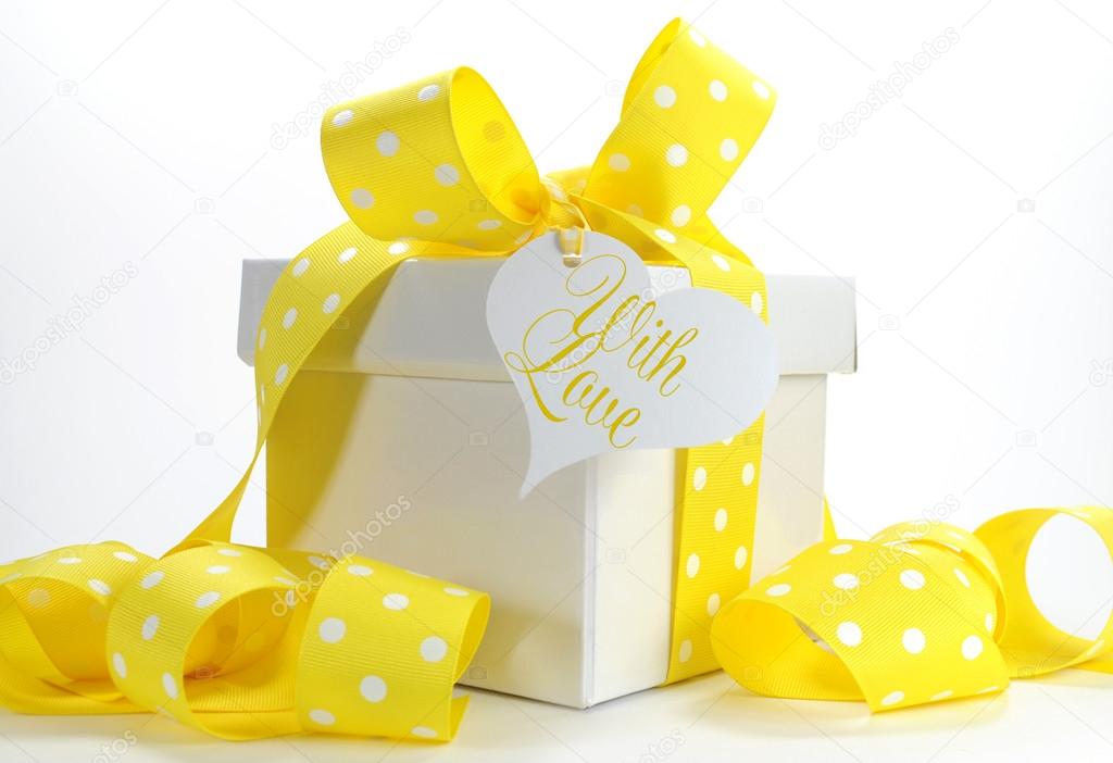 Bright color yellow theme gift box and ribbons & wrapping