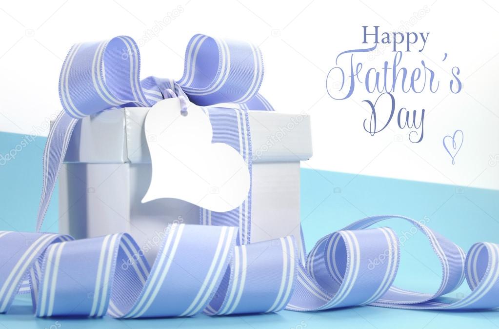 Blue Fathers Day gift with beautiful stripe ribbon
