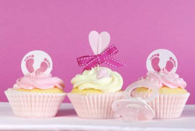 Üç pembe Tema bebek kız cupcakes