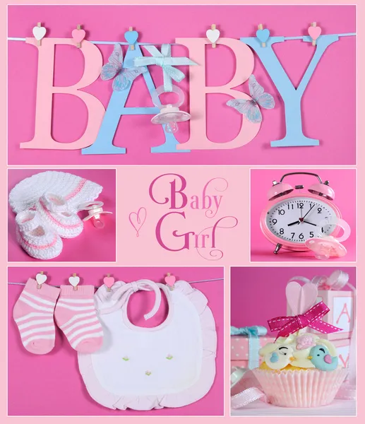 Rosa baby girl collage — Foto Stock