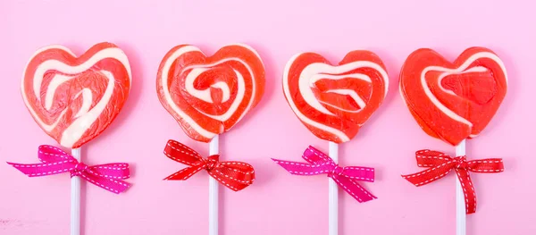 Gelukkige Valentijnsdag Lollipops Banner. — Stockfoto