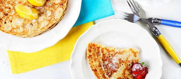 Shrove Pancake Tuesday pancakes banner. — Stock Photo, Image