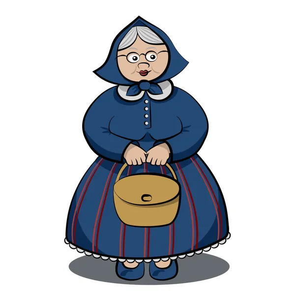 Mamie drôle avec sac — Image vectorielle