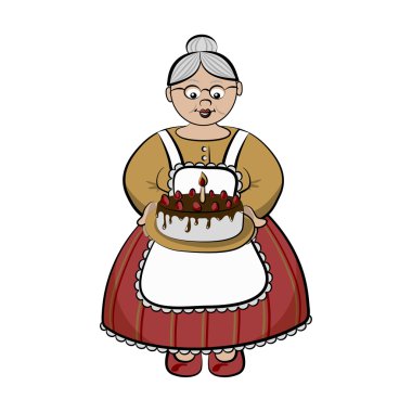 birhday pasta ile yaşlı kadın