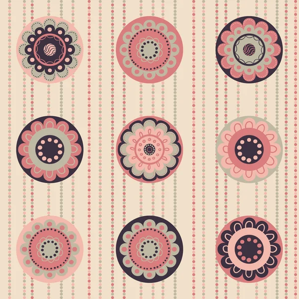 Fashion pattern with flowers in retro color — Stock Vector