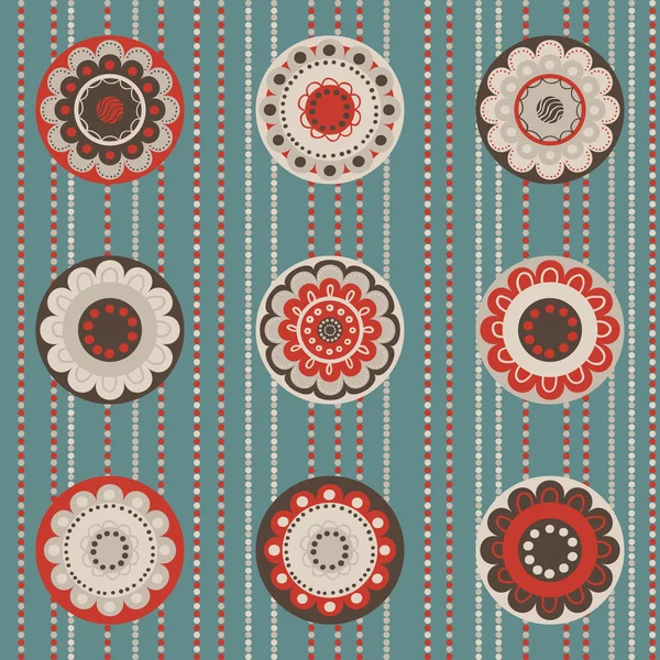 Mode patroon met bloemen in retro kleur — Stockvector
