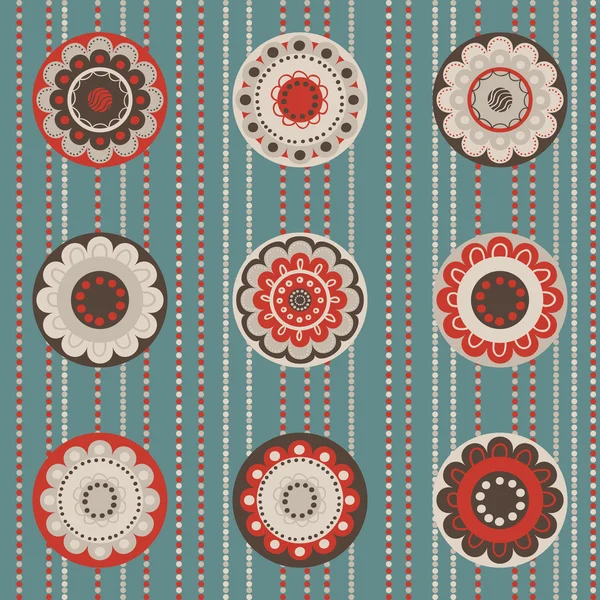 Patrón de moda con flores en color retro — Vector de stock