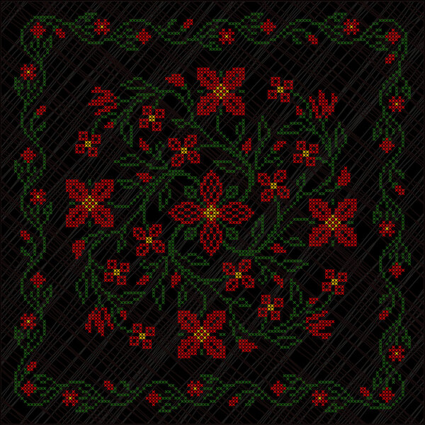 Cross-stitch embroidery in Ukrainian style