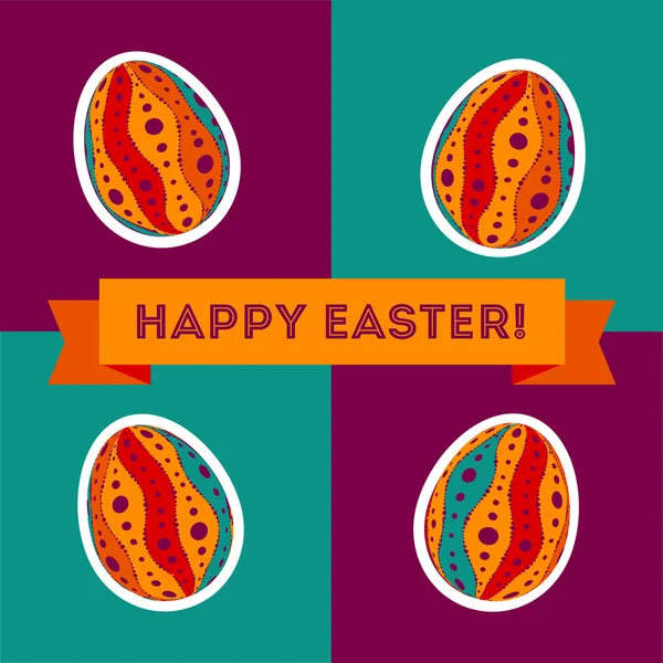 Tarjeta de Pascua con huevos y pancarta . — Vector de stock