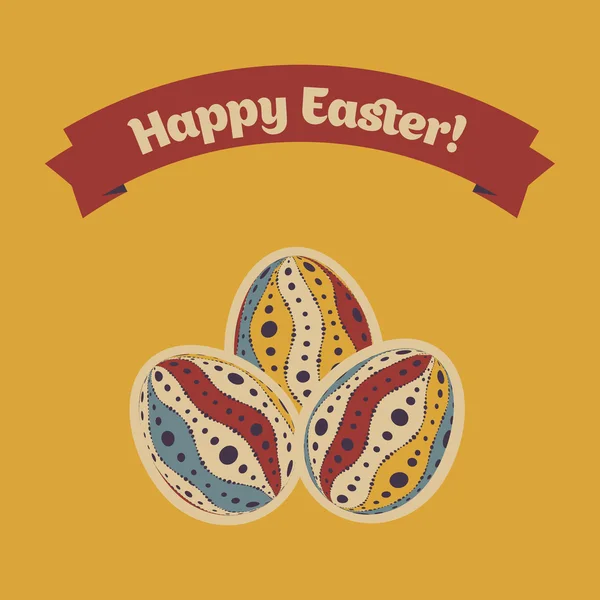 Tarjeta de Pascua con huevos y pancarta . — Vector de stock