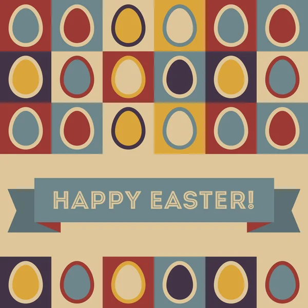Osterkarte mit Eiern und Banner. — Stockvektor