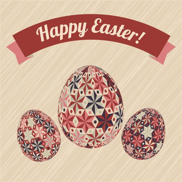 Húsvéti üdvözlőlap, a tojás és a banner. — Stock Vector
