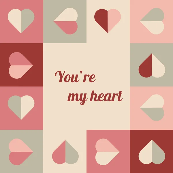 Carte de voeux avec des cœurs aux couleurs douces — Image vectorielle