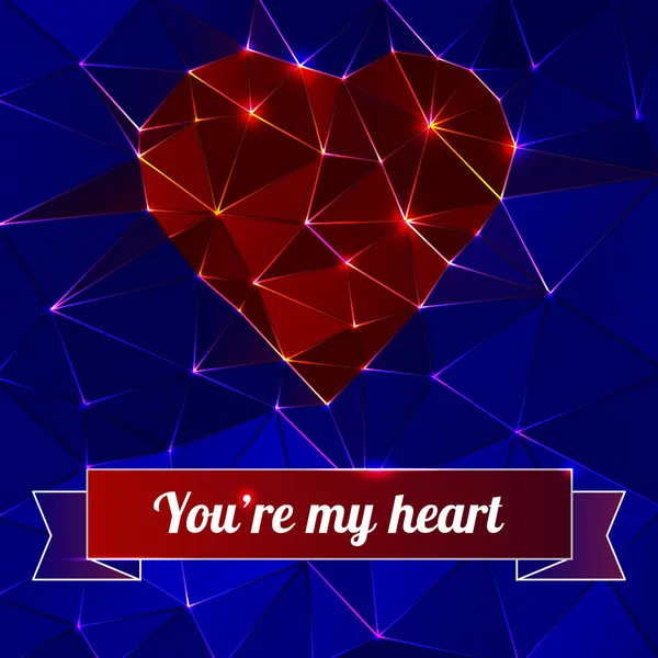 Background with heart and triangle polygons. — Stock Photo, Image