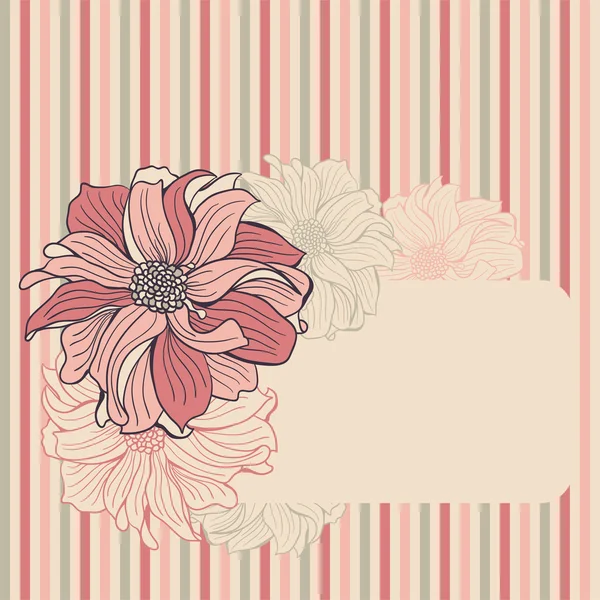 Greeting card with hand-drawn flowers — Stock Vector